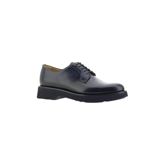 Church's Shannon Lace-Up Shoes in black leather with elongated toe, front lace-up closure, and block heel for a refined look.