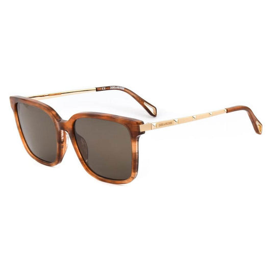 Zadig & Voltaire brown acetate sunglasses with UV3 filter, 55/18/140 mm measurements, perfect for women.