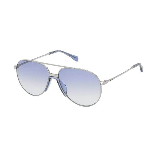 Zadig & Voltaire gray metal sunglasses with blue gradient lenses, unisex design, size 59/13/140 mm, stylish and modern eyewear.