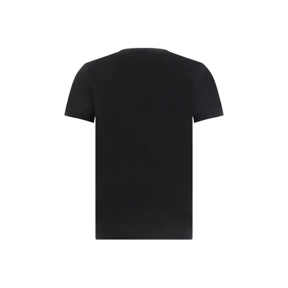 Back view of Dolce & Gabbana Black Cotton T-Shirt with D&G monogram plaque, oversized fit, AW25 collection.