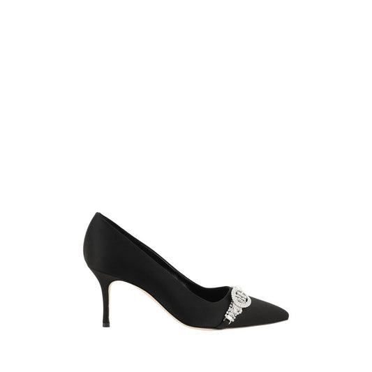 Manolo Blahnik Black Asapump Satin Pumps