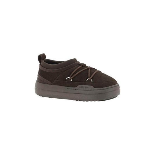 Moon Boot Park Sneakers in suede leather with padded design, contrast monogram at heel, front laces, and platform sole.