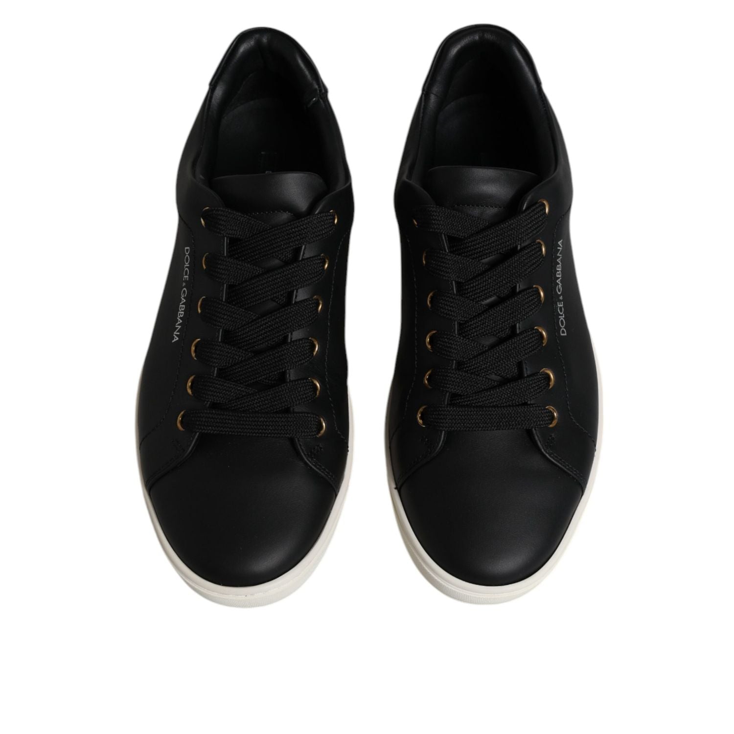 Dolce & Gabbana Black Leather Logo London Sneaker Shoes