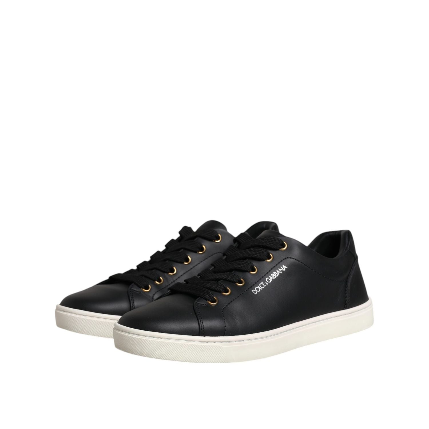 Dolce & Gabbana Black Leather Logo London Sneaker Shoes