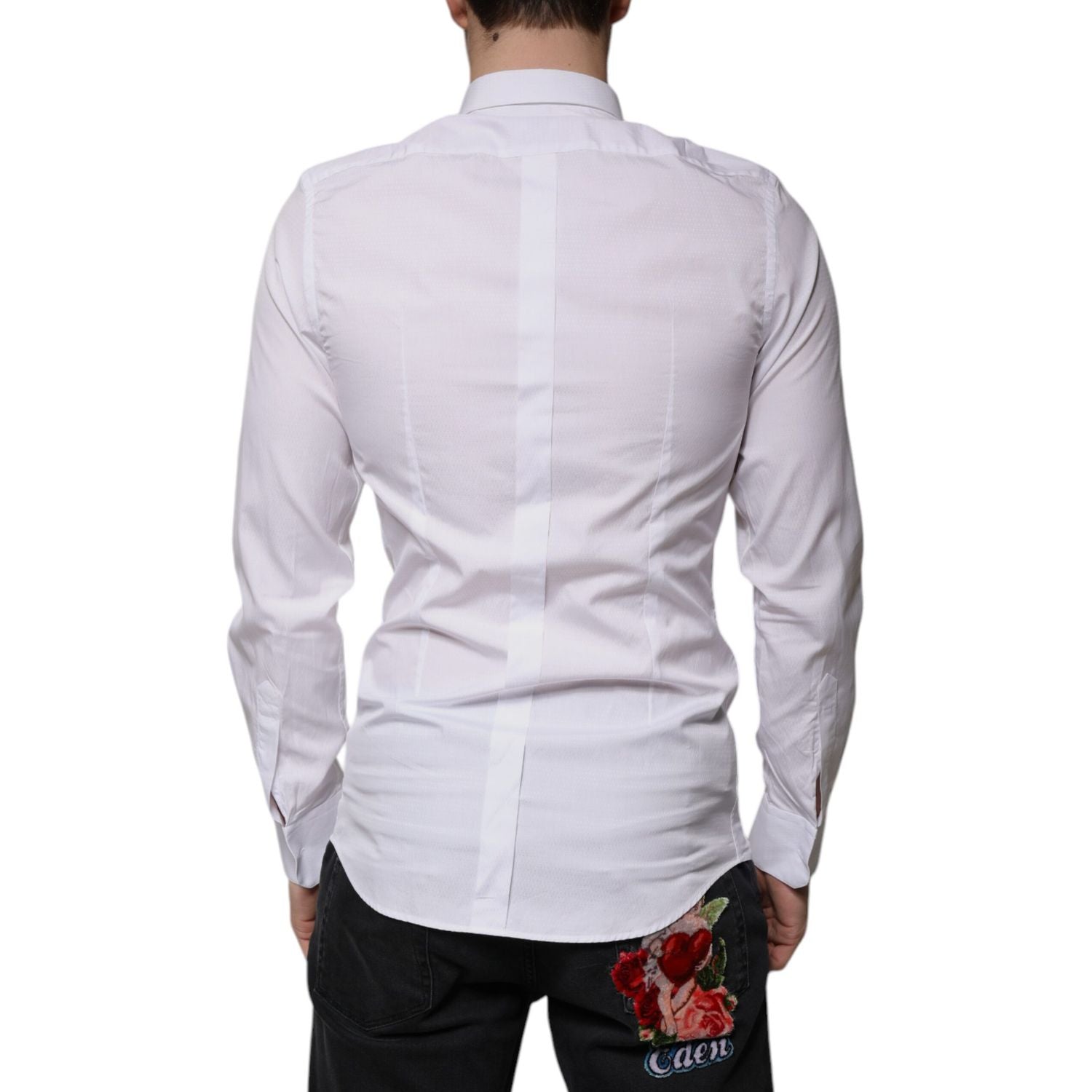 Dolce & Gabbana White Cotton Formal Men GOLD Dress Shirt