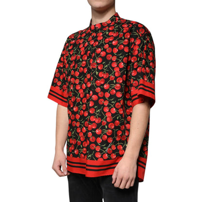 Dolce & Gabbana Black Cherry Cotton Button Down Casual Shirt
