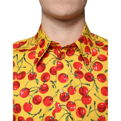 Dolce & Gabbana Yellow Cherry Cotton MARTINI Dress Shirt