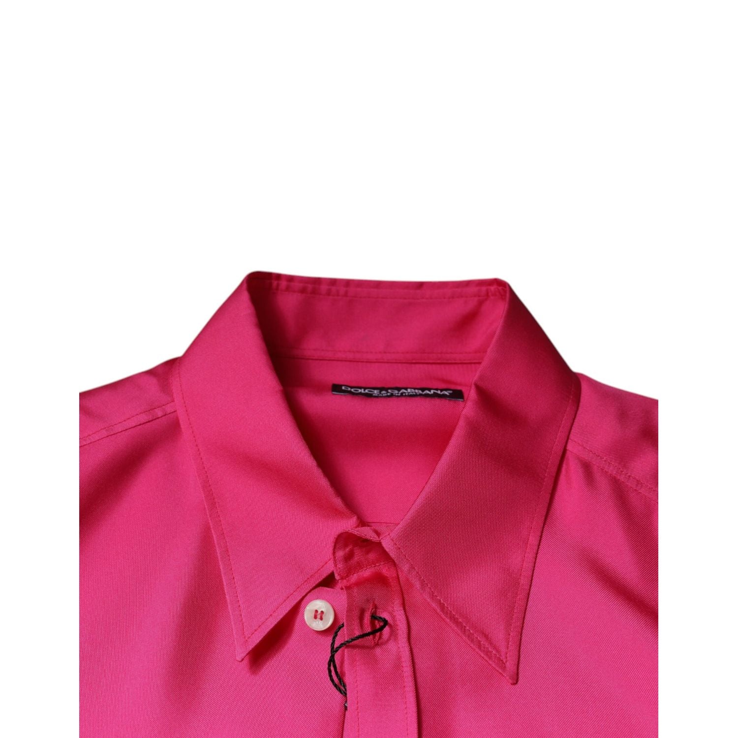 Dolce & Gabbana Pink Silk Collared Button Down Men Shirt