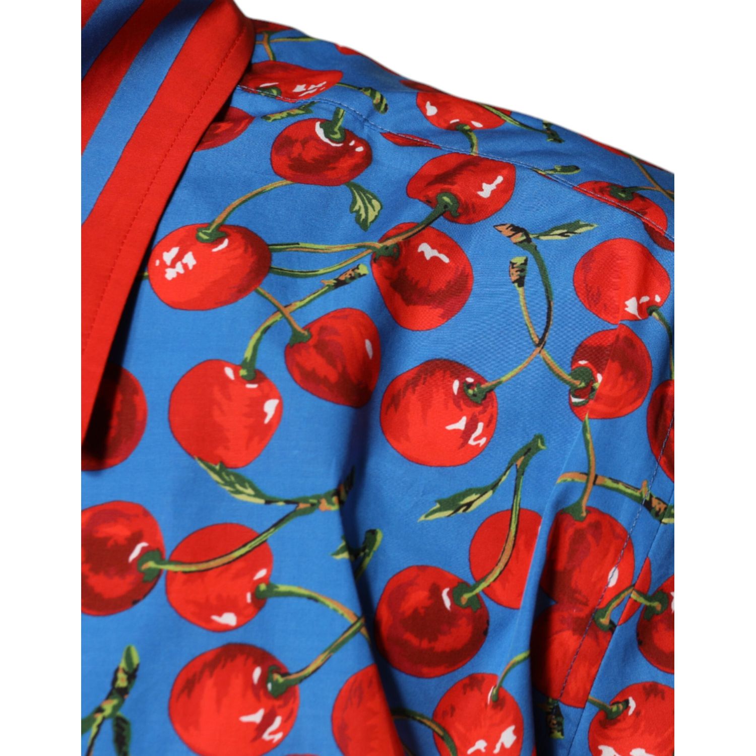 Dolce & Gabbana Blue Cherry Cotton Button Down Casual Shirt