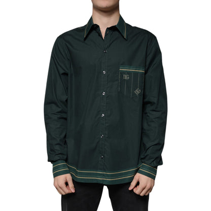 Dolce & Gabbana Green Logo Long Sleeve MARTINI Casual Shirt