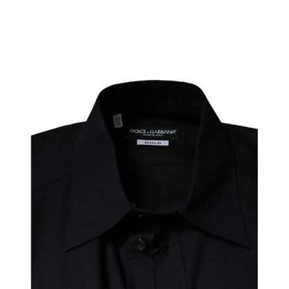 Dolce & Gabbana Black Eye Patch Long Sleeve GOLD Dress Shirt
