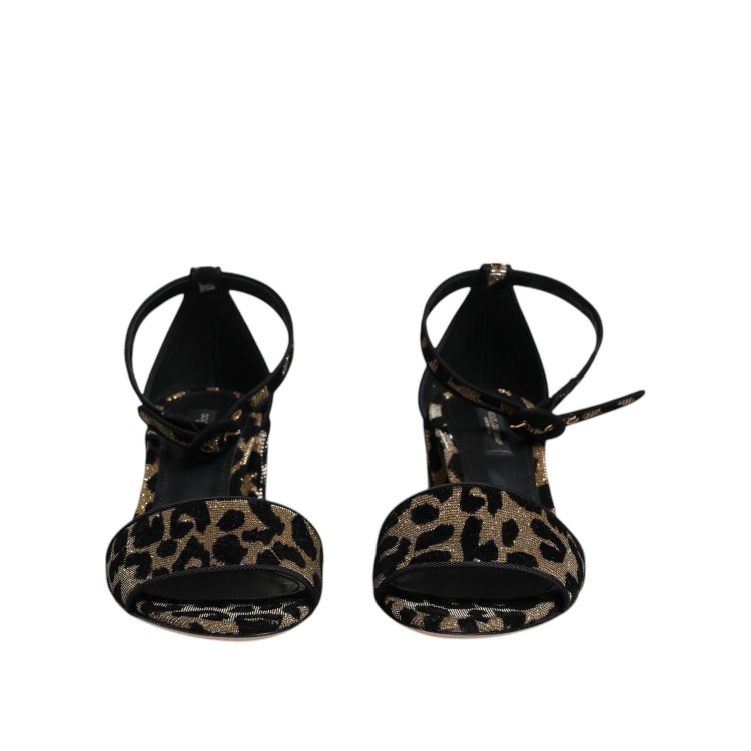 Dolce & Gabbana Gold Leopard Lurex Ankle Strap Heels Sandals Shoes