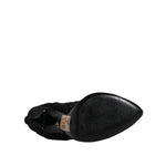 Dolce & Gabbana Black Lace Stretch Heels Mid Calf Boots Shoes