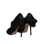 Dolce & Gabbana Black Lace Stretch Heels Mid Calf Boots Shoes