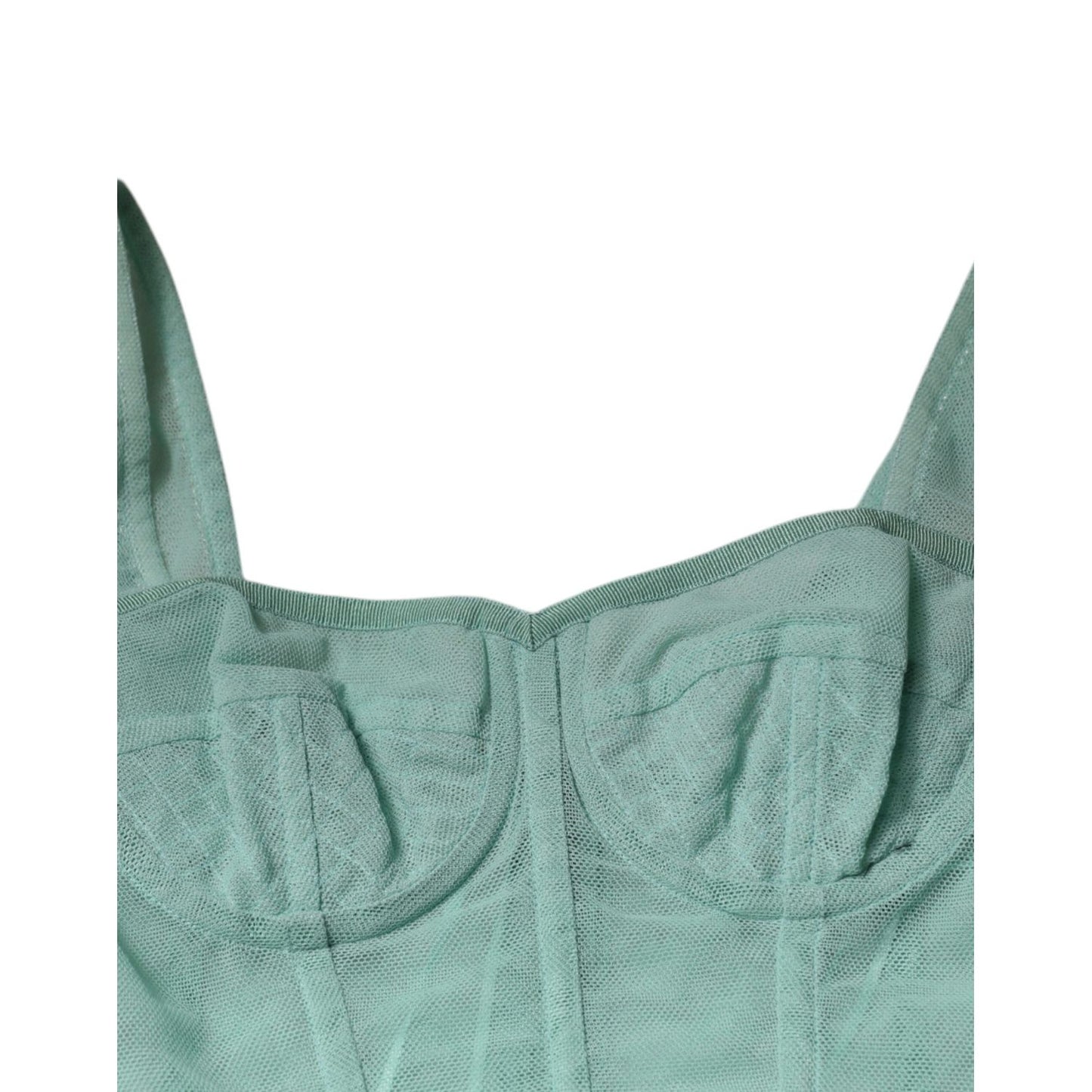 Dolce & Gabbana Green Cotton Bustier Corset Sleeveless Top