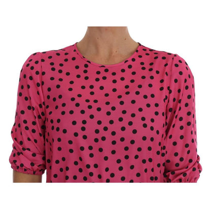 Dolce & Gabbana Pink Polka Dotted Silk Blouse