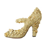 Dolce & Gabbana Gold Floral Crystal Mary Janes Pumps LA4329-36