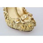 Dolce & Gabbana Gold Floral Crystal Mary Janes Pumps LA4329-36