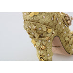 Dolce & Gabbana Gold Floral Crystal Mary Janes Pumps LA4329-36