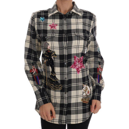 Dolce & Gabbana Black White Fairy Tale Crystal Shirt