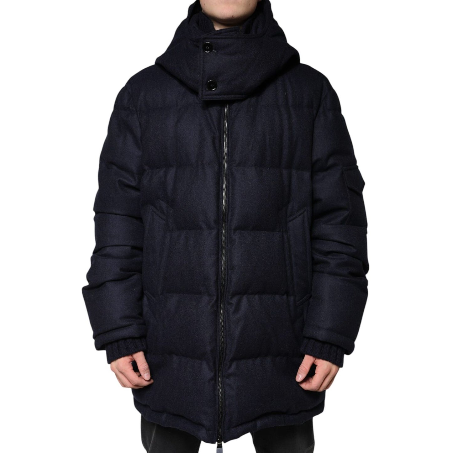 Dolce & Gabbana Black Nylon Hooded Puffer Men Coat Jacket