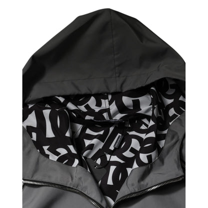 Dolce & Gabbana Gray Polyester Hooded Men Full Zip Jacket