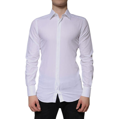 Dolce & Gabbana White Cotton Formal Men GOLD Dress Shirt