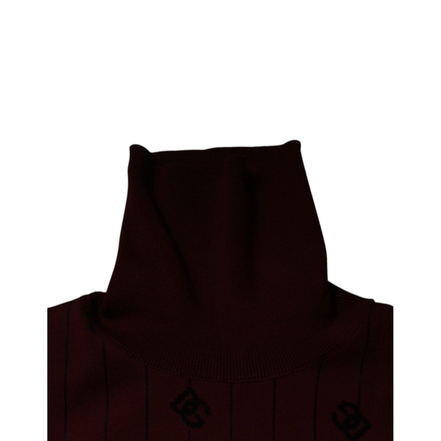Dolce & Gabbana Maroon Monogram Turtleneck Pullover Sweater