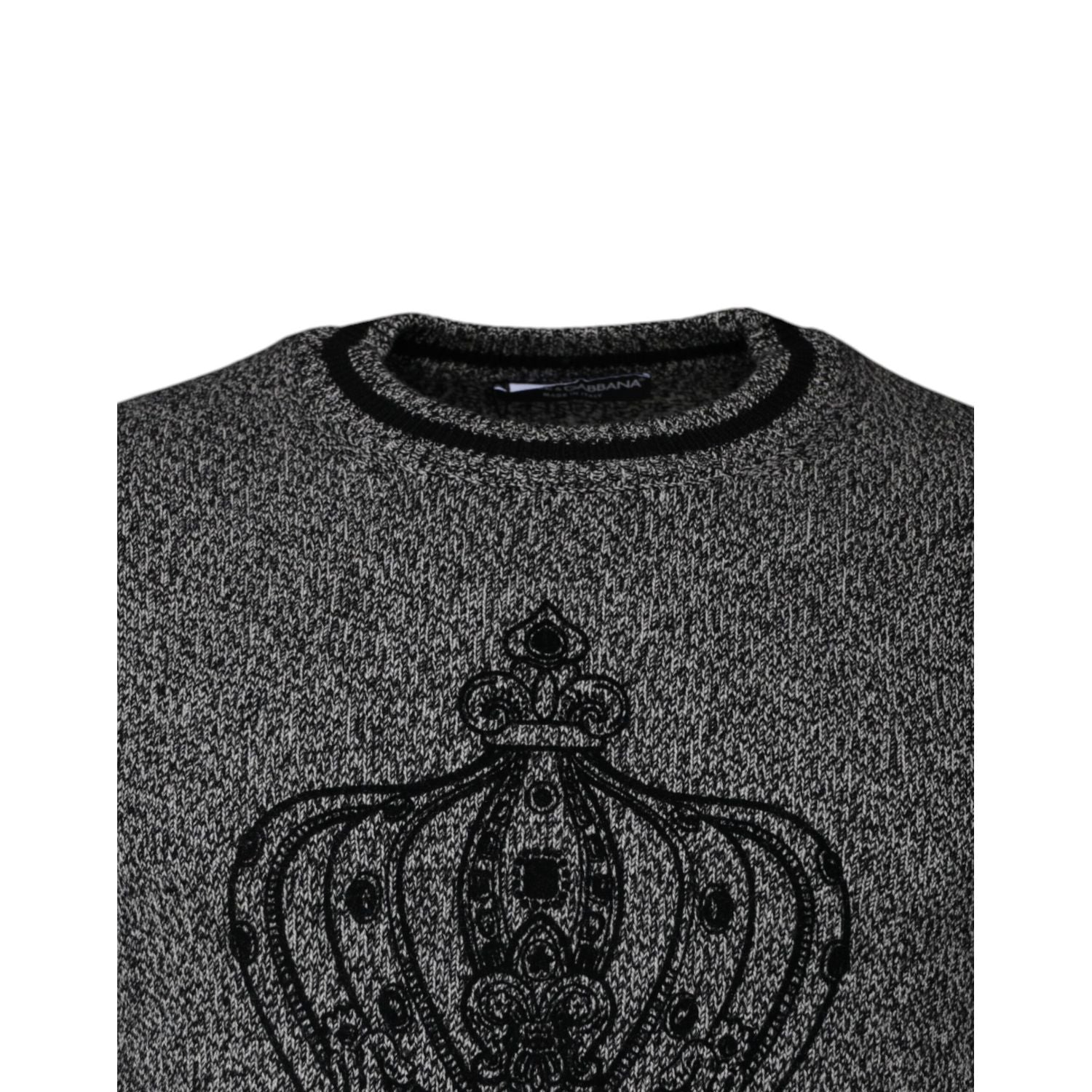 Dolce & Gabbana Gray Crown King Cashmere Pullover Sweater