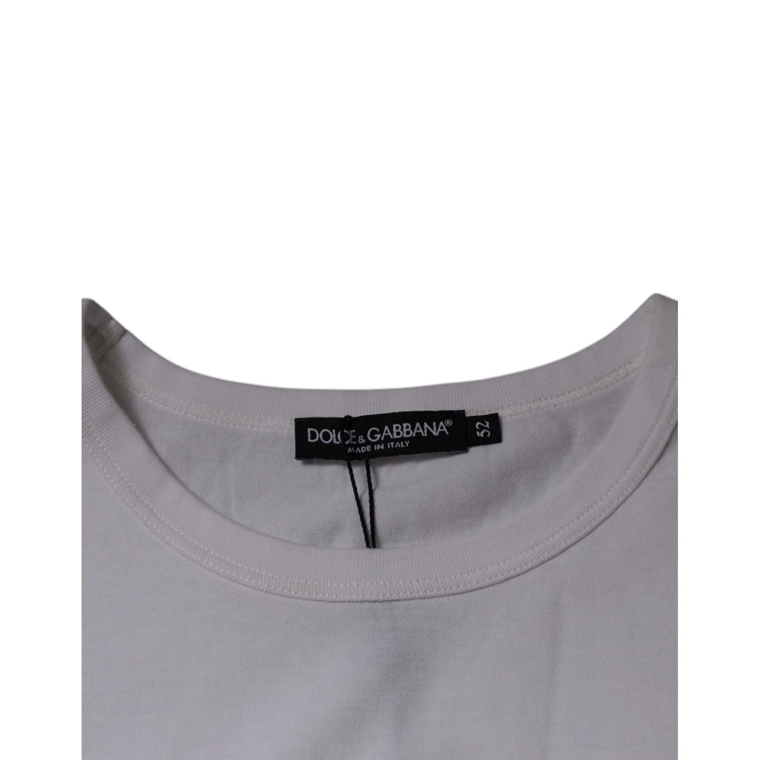 Dolce & Gabbana White Logo Embossed Cotton Crewneck T-shirt