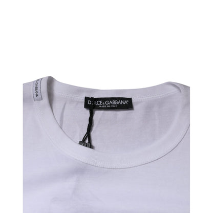Dolce & Gabbana White Panda King Cotton Crew Neck T-shirt