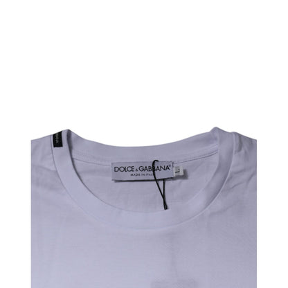 Dolce & Gabbana White Red Leopard Cotton Crew Neck T-shirt