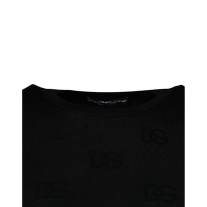Dolce & Gabbana Black Silk Round Neck Sleeveless T-shirt