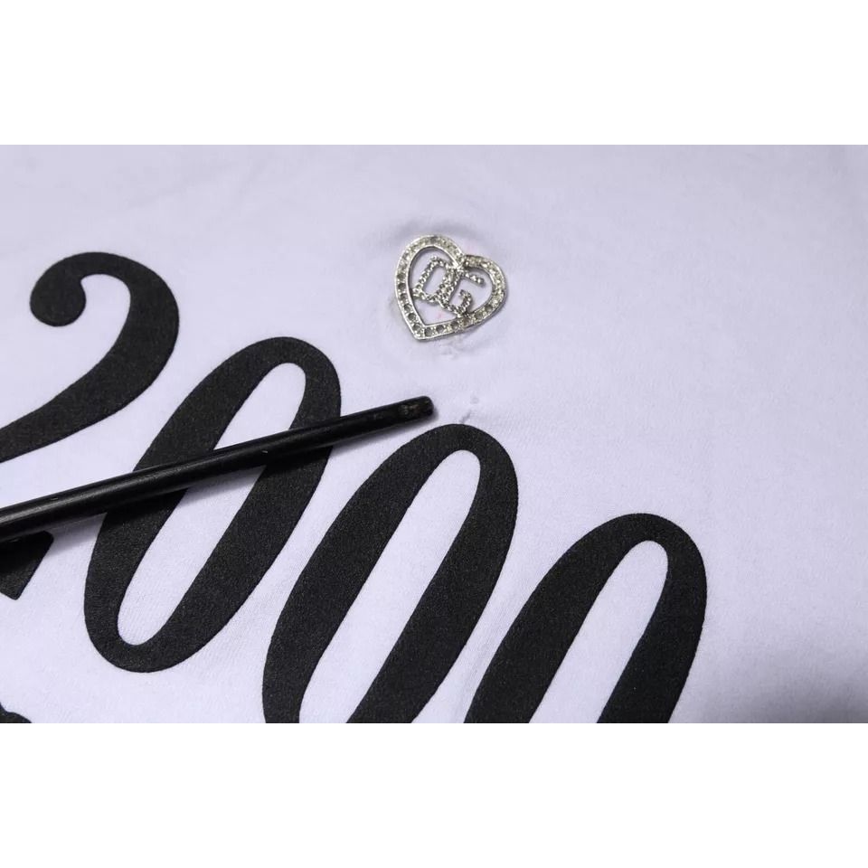 Dolce & Gabbana White Graphic Print Cotton Crew Neck T-shirt