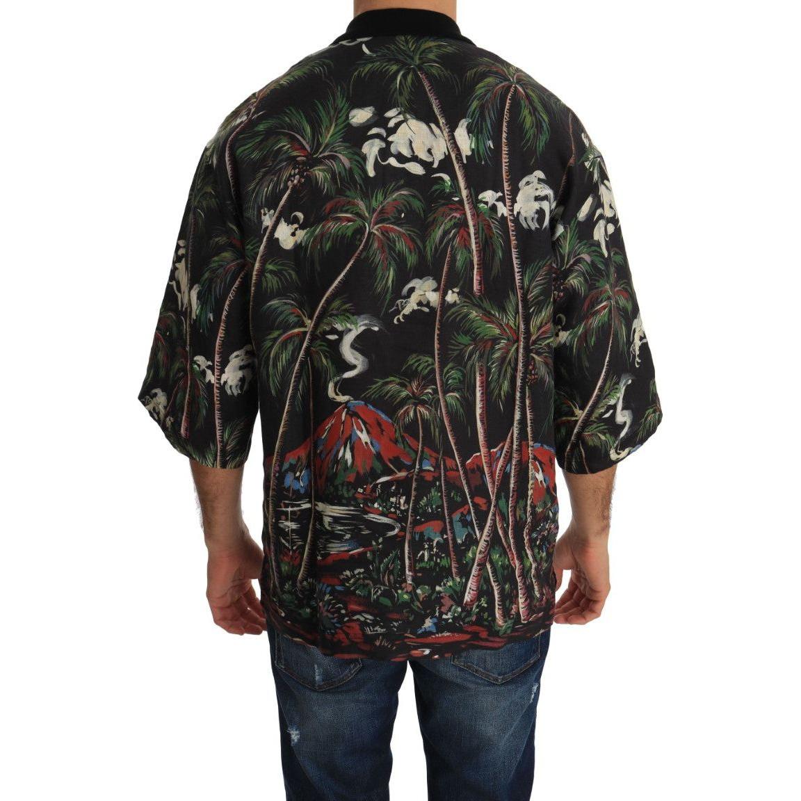 Dolce & Gabbana Black Volcano Sicily Short Sleeve T-Shirt