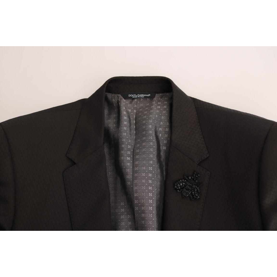 Dolce & Gabbana Brown Wool Crystal Bee Slim Fit MARTINI
