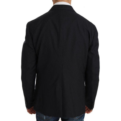 Dolce & Gabbana Gray Striped Wool Jacket Coat Slim Blazer