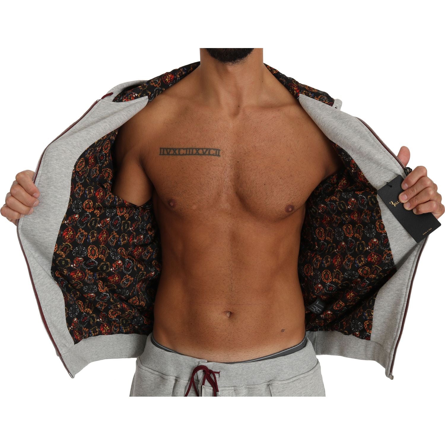 Billionaire Italian Couture Gray Cotton Sweater Pants Tracksuit