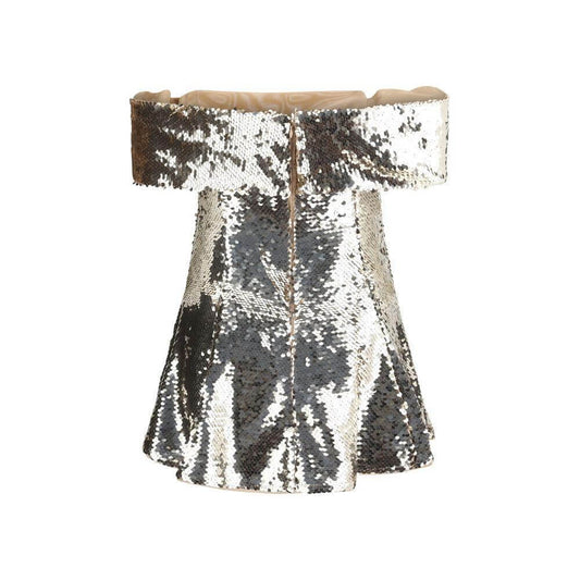 Self-Portrait Off-shoulder mini Dress SE-RS25971SGDGOLD-6