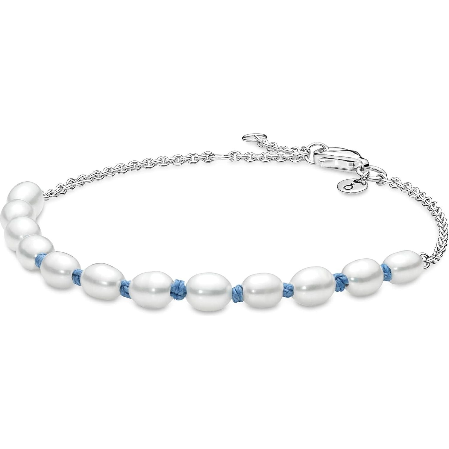 PANDORA JEWELS Mod. TREATED FRESHWATER CULTURED PEARL BLUE CORD - Size 16