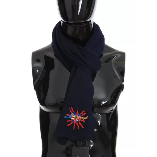 Dolce & Gabbana Blue Wool #DGLovesLondon Shawl Scarf