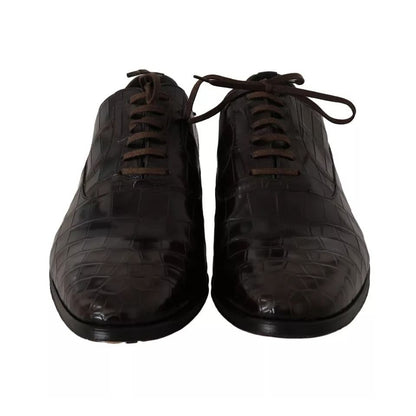 Dolce & Gabbana Brown Patterned Leather Dress Formal Shoes