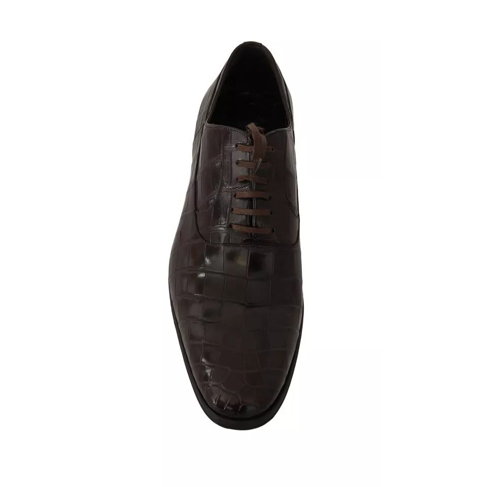 Dolce & Gabbana Brown Patterned Leather Dress Formal Shoes