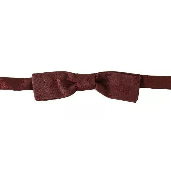 Dolce & Gabbana Bordeaux Silk Floral Faille Adjustable Bow Tie