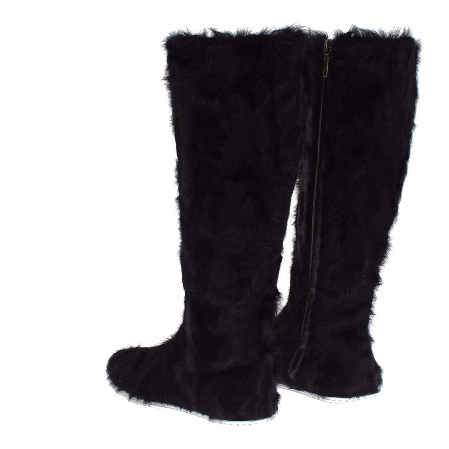 Dolce & Gabbana Black Xiangao Lamb Fur Leather Boots SIG19163-4