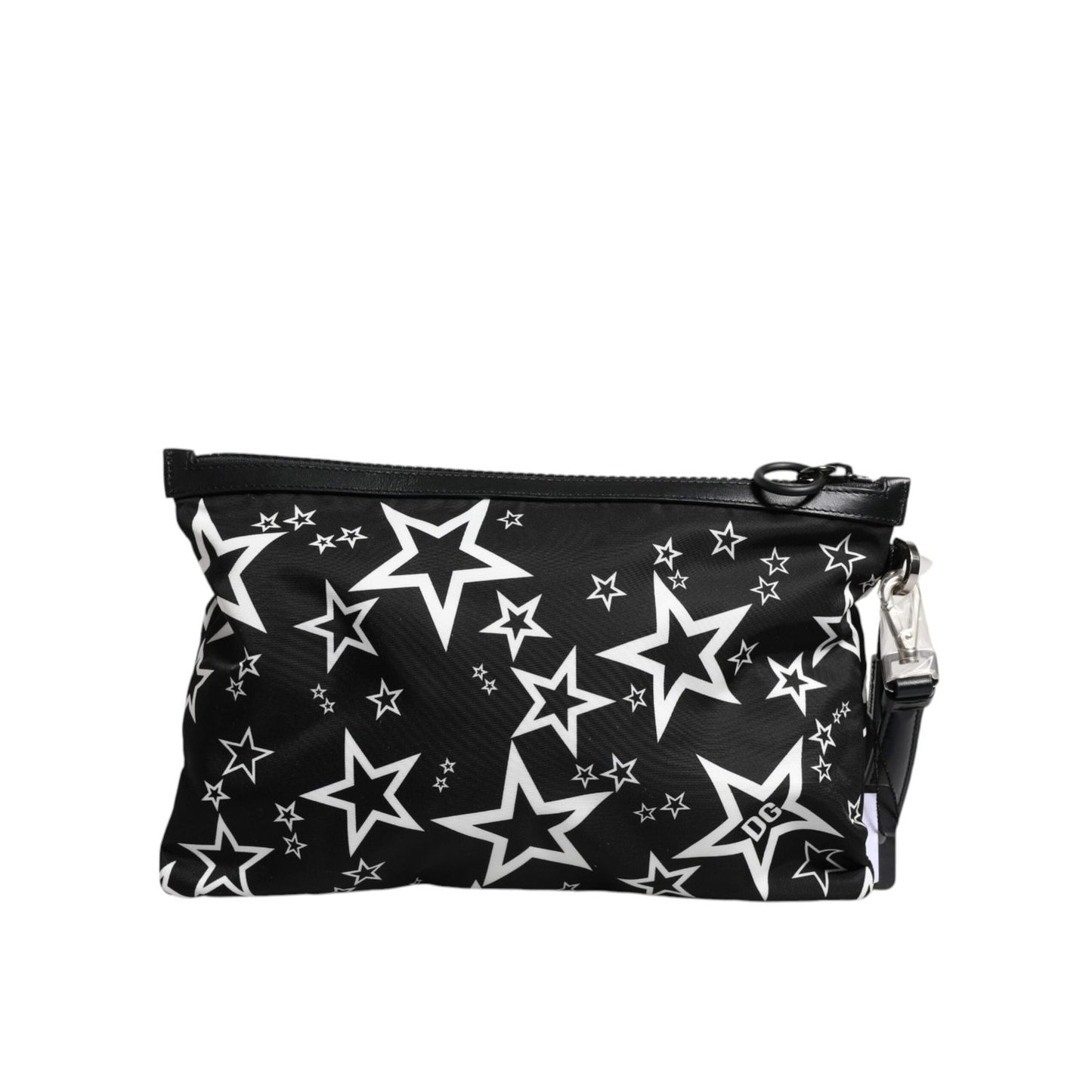 Dolce & Gabbana Black White Stars Pattern Clutch Pouch Bag