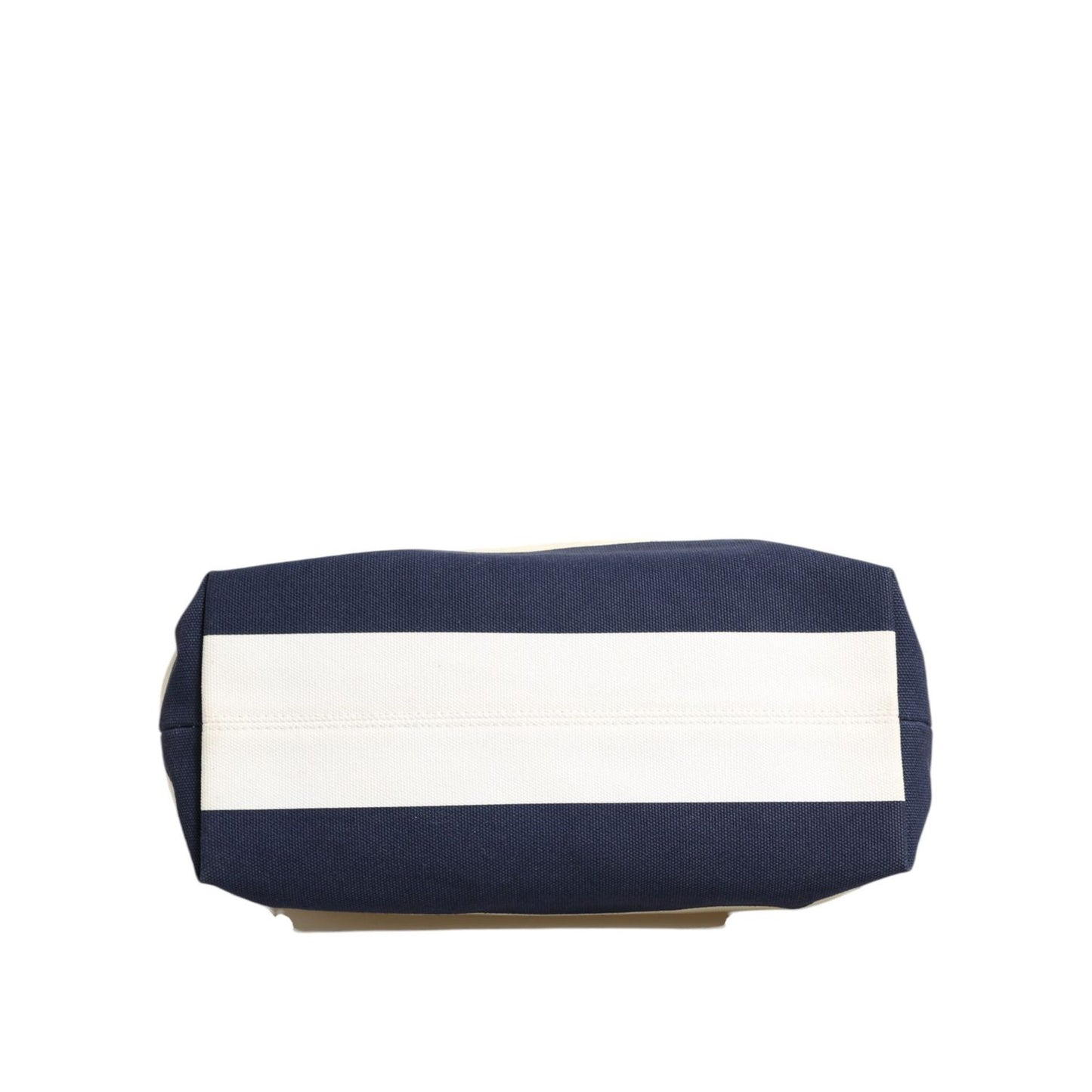 Dolce & Gabbana White Navy Striped Canvas Top Handle Tote Bag