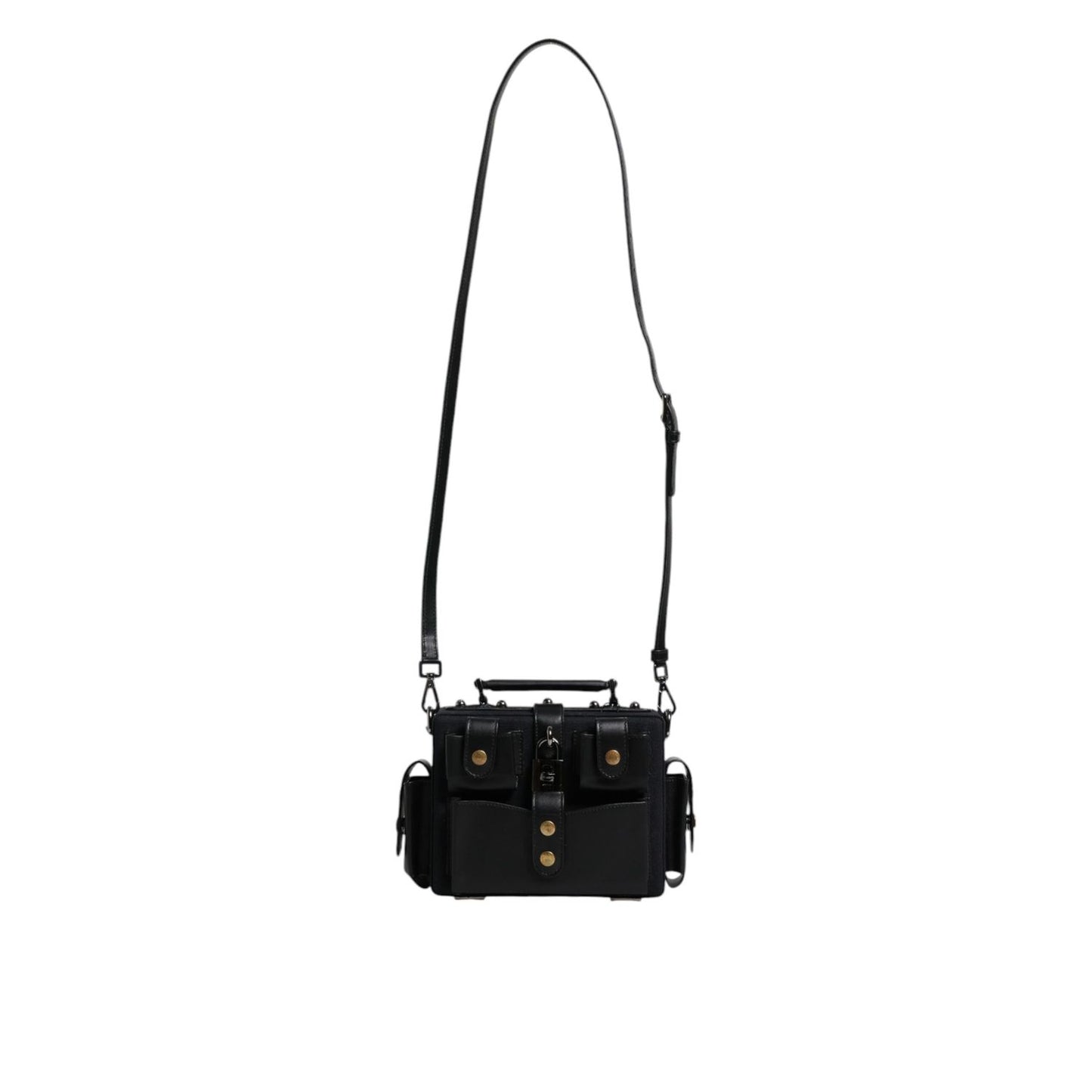 Dolce & Gabbana Black Leather Crossbody Top Handle Bag