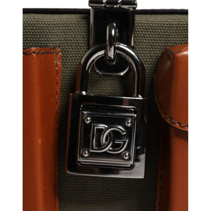 Dolce & Gabbana Green Brown Leather Clutch Purse Bag