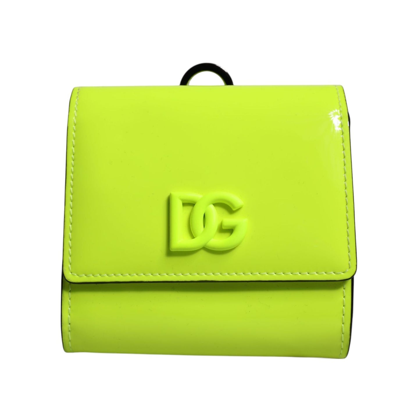 Dolce & Gabbana Yellow Green Bifold DG Logo Neck Strap Cardholder Wallet